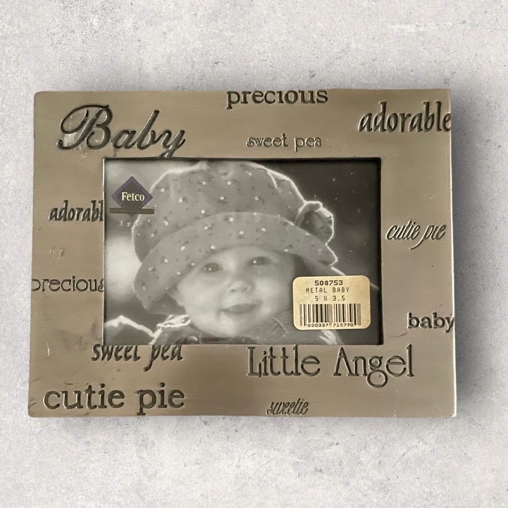 Vintage Metal Baby Picture Frame “Little Angel”